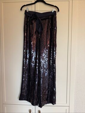 J Crew Collection Navy Sequin Wide-Leg Evening Pants S Small